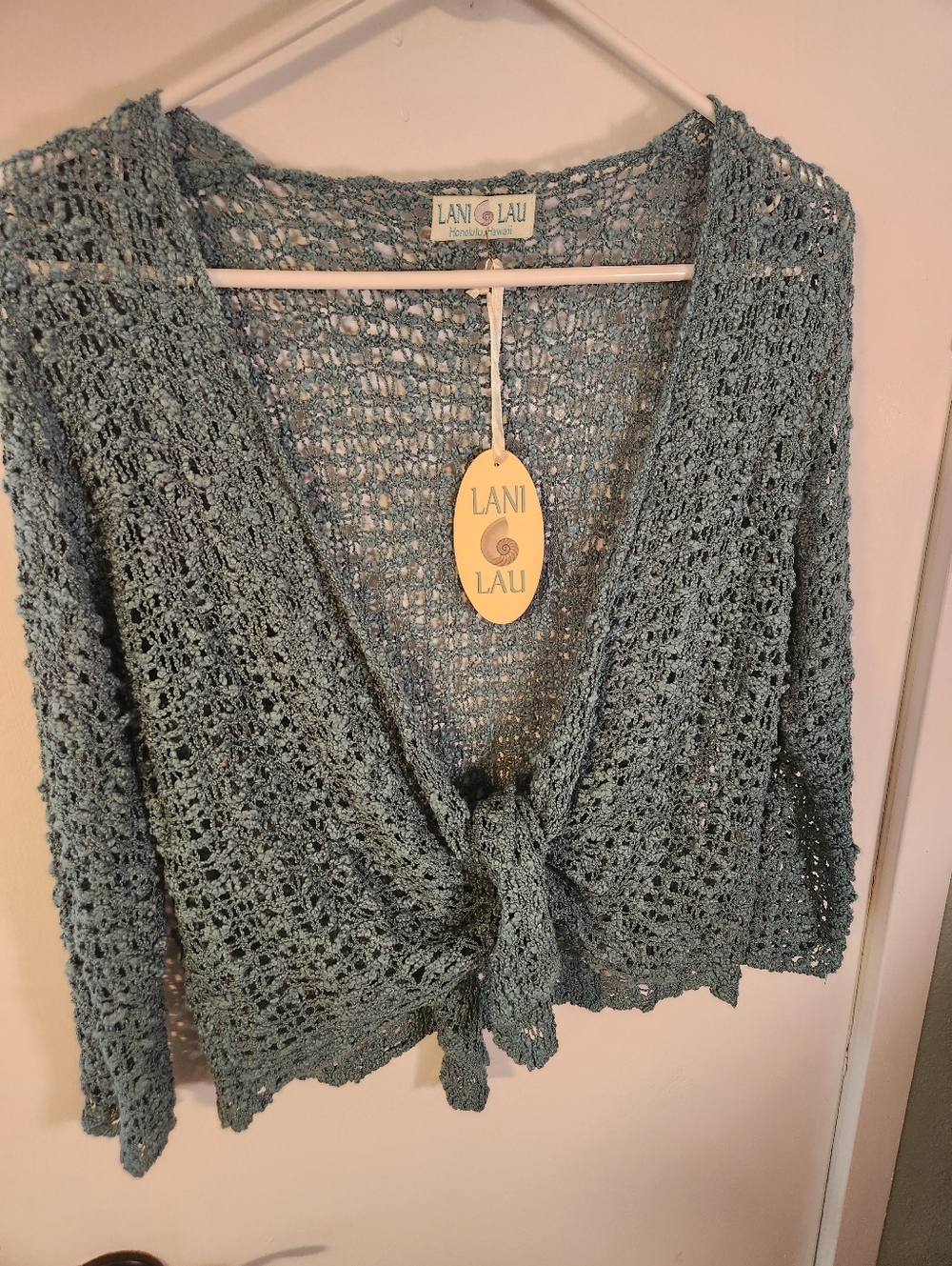 NWT Lani Lau Women's Open-Knit Tie-Front Cardigan Size Med